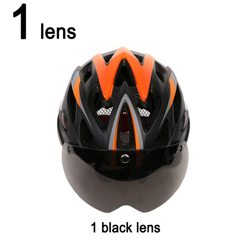 Orange Black 1 Lens MOON 275g Магнитные очки Сверхлегкий велосипедный шлем с объективом в форме велосипеда шлем 25 вентиляционных отверстий Casco Ciclismo - Цвет: Orange Black 1 Lens