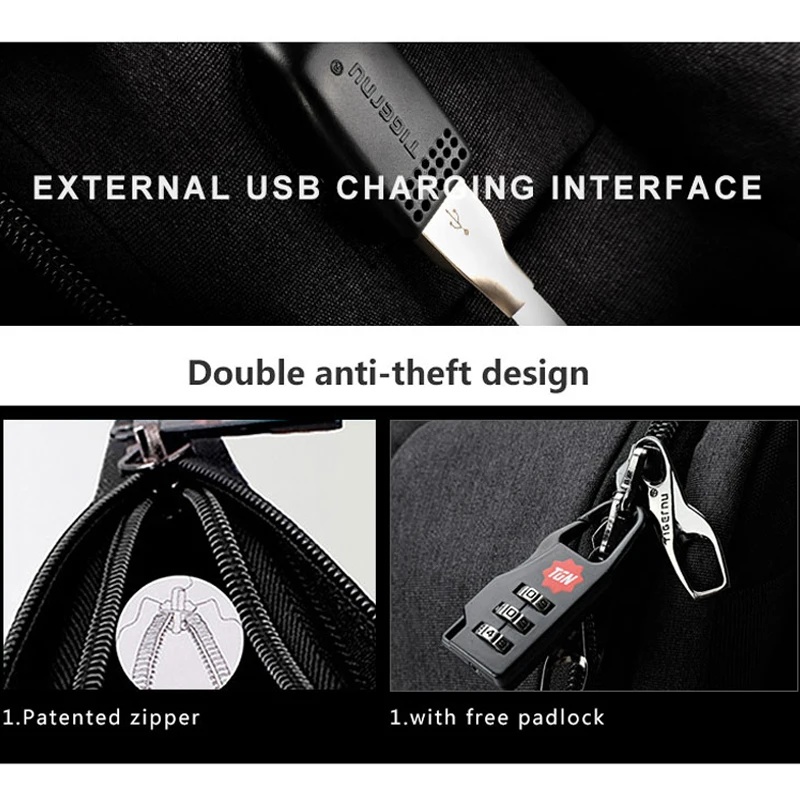 Tigernu Новый Дизайн 10 Вт солнечной энергии и Anti-Theft рюкзак Повседневное Роман сумка