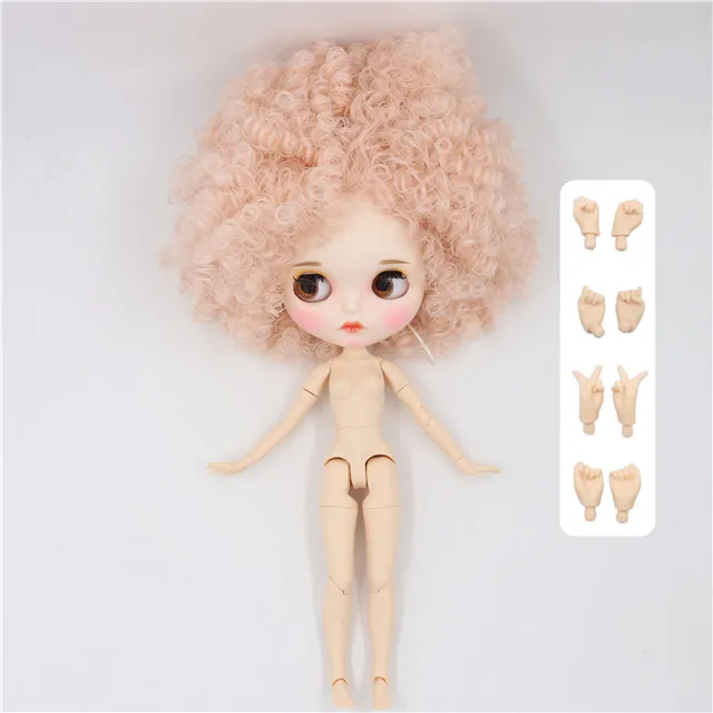 doll with hand B Ледяная фабрика blyth кукла 1/6 bjd белая кожа сустава тела бледно-розовый афро волосы, матовый лицо резные губы 30 см BL2352 - Цвет: doll with hand B