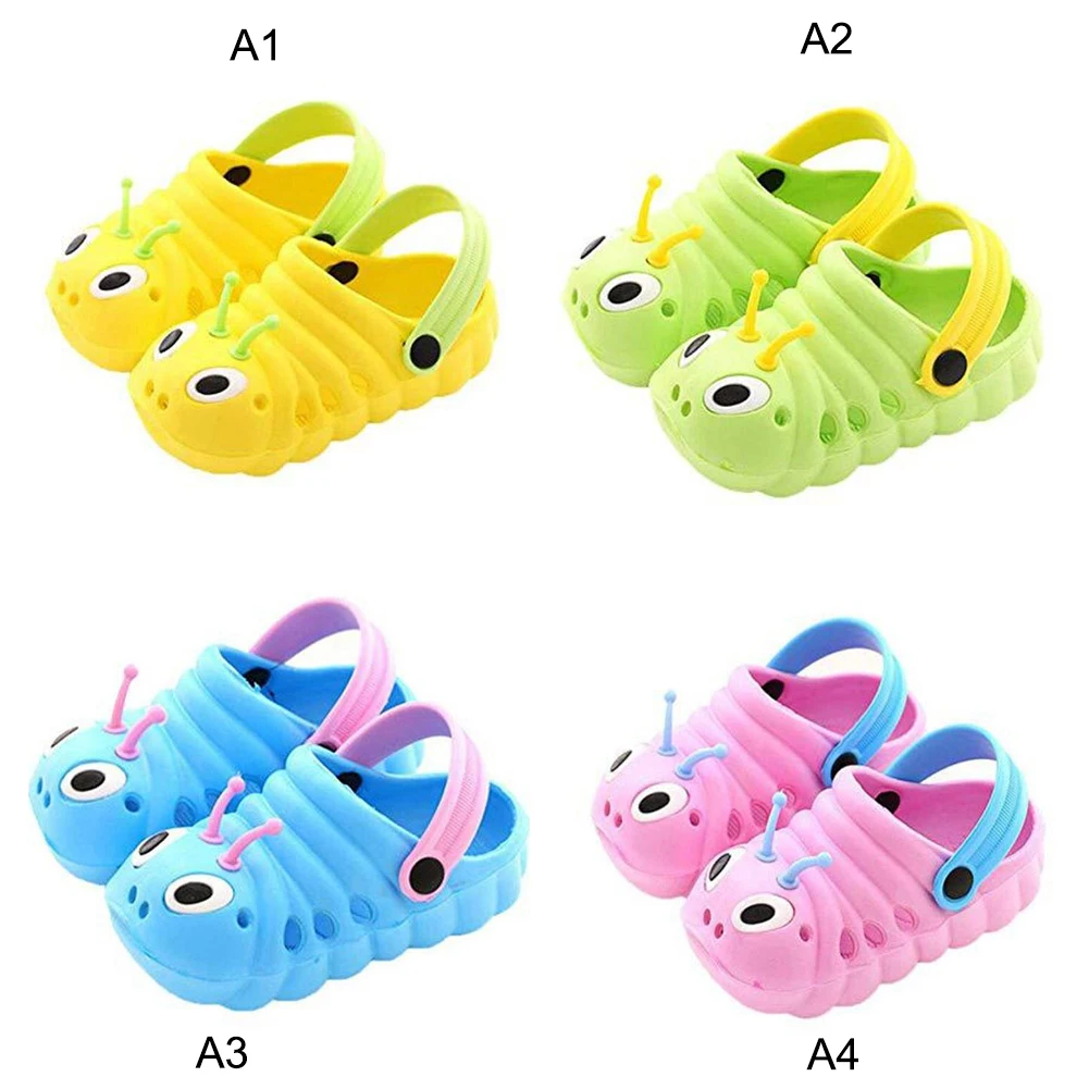 Детские летние дышащие сандалии гусеницы тапочки с мультяшным рисунком для