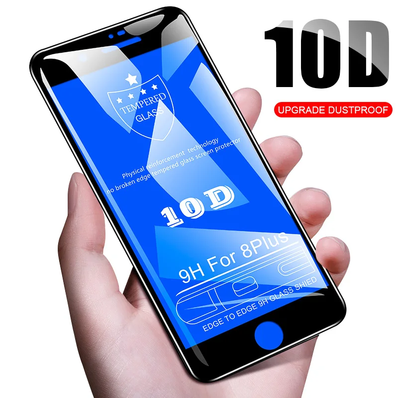 10D полное покрытие Защитное стекло для iPhone 7 8 XR XS Max закаленное X 6 Plus защита