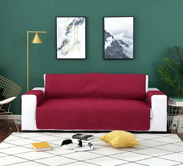 Wine Red Pet интегрированный двусторонний моющийся Универсальный диван крышка мебель подлокотник чехлов протектор 1/2/3/4 место Новые - Цвет: Wine Red