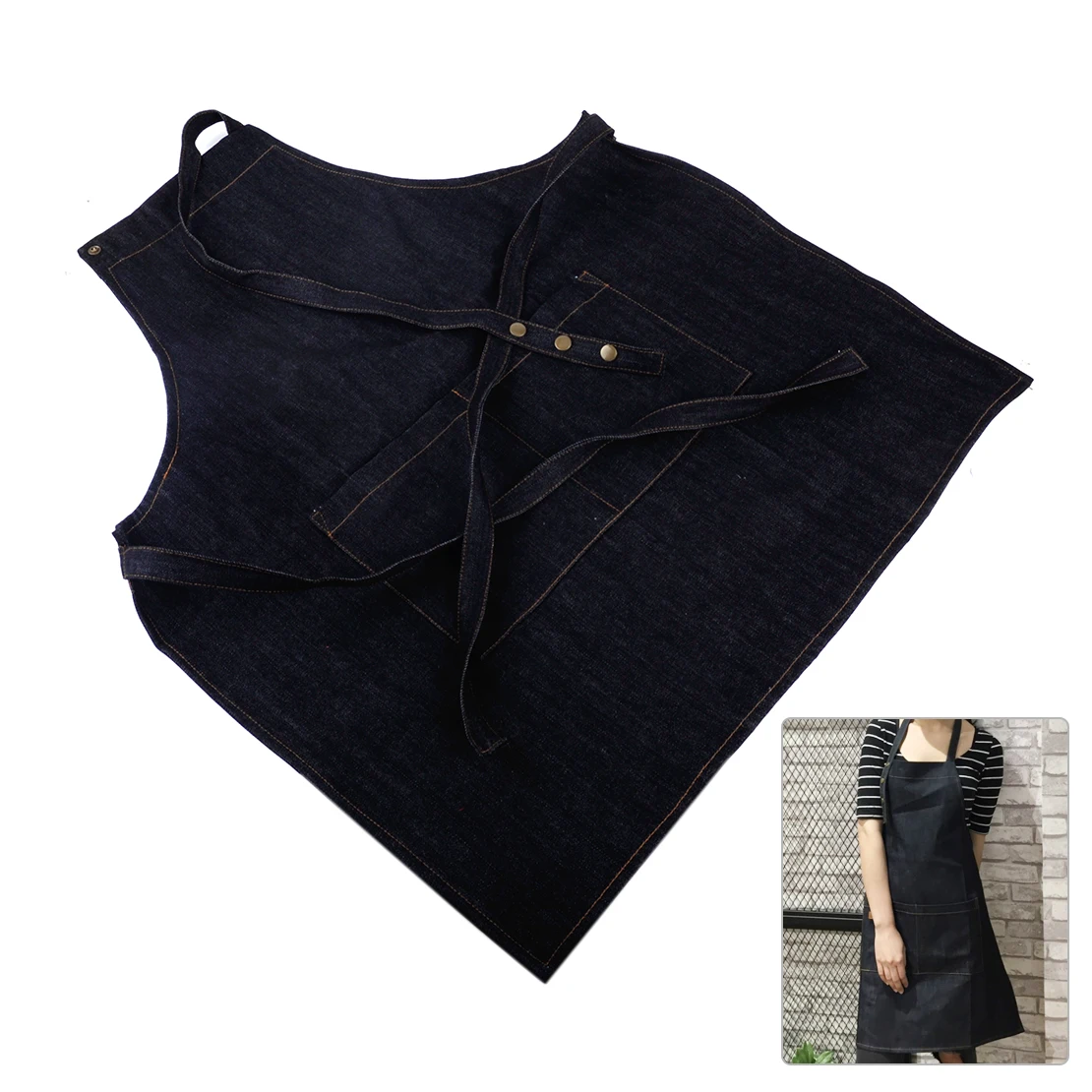 Черный джинсовый фартук с карманами кухонные повара бариста ремесло выпечка