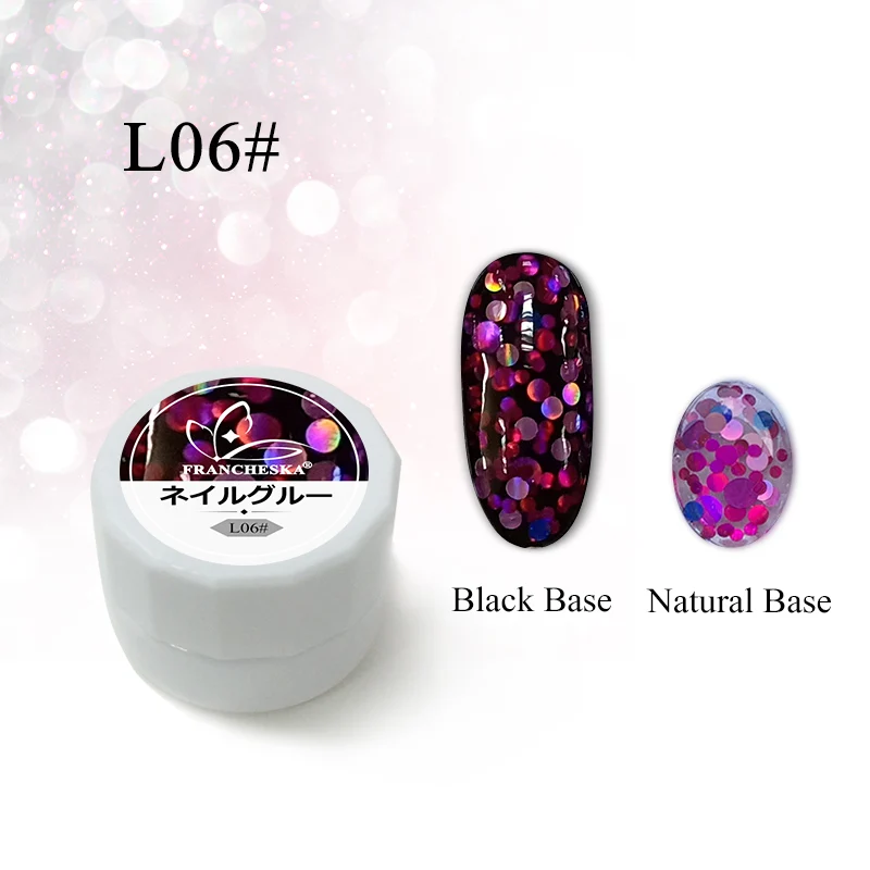 glitter gel L06 Francheska Блестящий Алмазный УФ-гель для ногтей замачиваемый Полупостоянный гель лак Блестящий лак Эмаль основа верхнее покрытие - Цвет: glitter gel L06