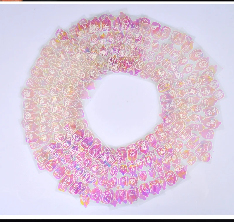 

Christmas Unicorn Pattern AB Color Nail Vinyls Set Hollow 3D Adhesive Sticker 24 Sheets Random Patterns