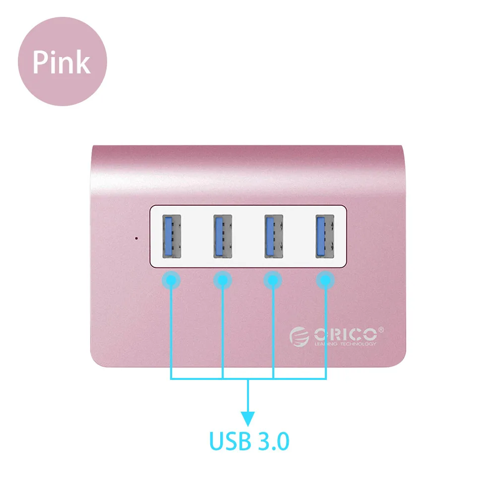 Pink ORICO Алюминиевый мини USB 3,0 концентратор 4 порта 5 Гбит/с высокоскоростной концентратор USB портативный usb-хаб USB разветвитель Кабель-адаптер для ПК ноутбука - Цвет: Pink