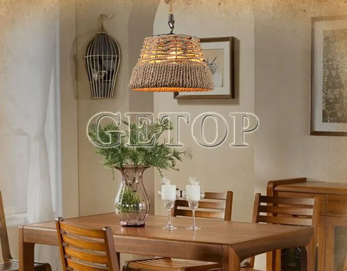 Best Price American Village Vintage Chandelier Handmade Knitted Pure Hemp Rope Light Retro Bar Creative Balcony Aisle | Освещение