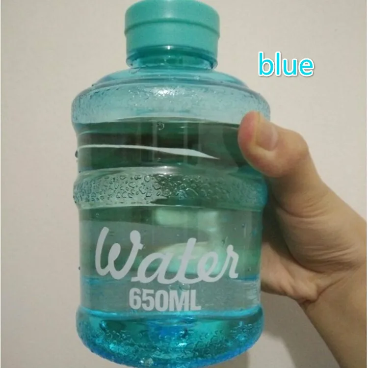 blue 650ml Новая креативная пластиковая чашка большой емкости, мини-ведро, портативная Герметичная Бутылка Для Воды 650 мл, большая бутылка для питья сока - Цвет: blue 650ml