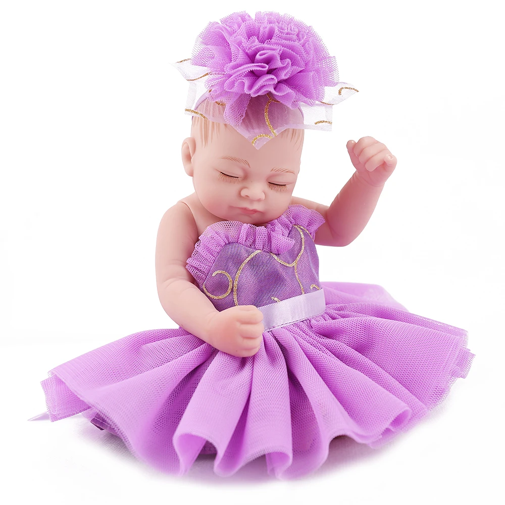 Кукла NPK Reborn Baby Mini 10 дюймов фиолетовое платье для девочек Акционная коллекция