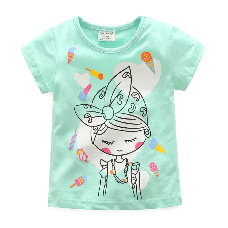 Jumpingbaby/ футболка для девочек Детская летняя одежда для маленьких девочек Футболка белая футболка Camiseta Camisetas vetement enfant fille