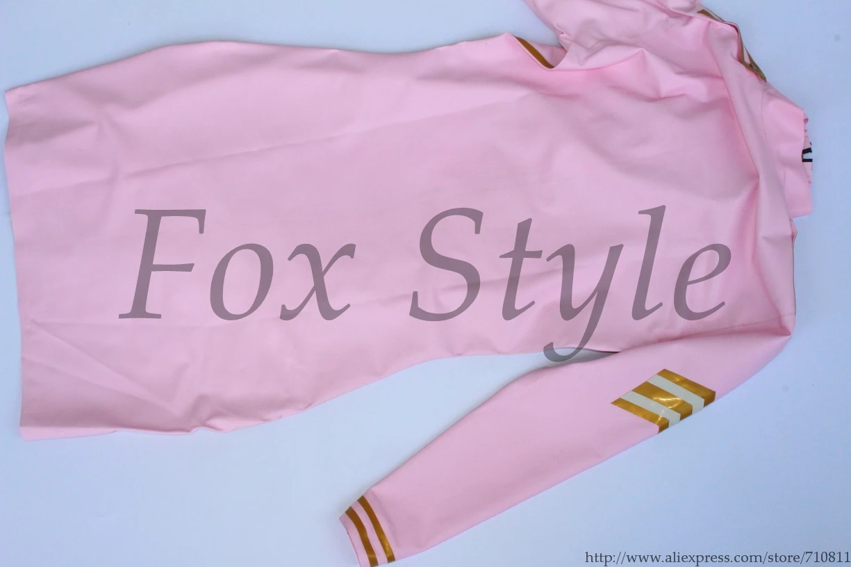 Латексная Униформа с розовой и золотой белой отделкой (включая пояс) | Женская