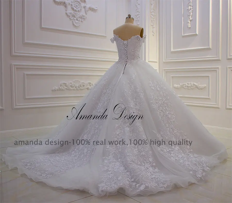 Кружевное Плиссированное свадебное платье Аманды с открытыми плечами и