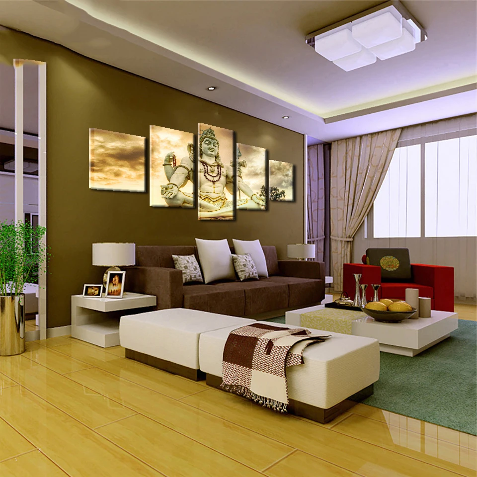 Домашний декор картины для гостиной 5 шт./шт. Индия Бог Шива рама HD печать