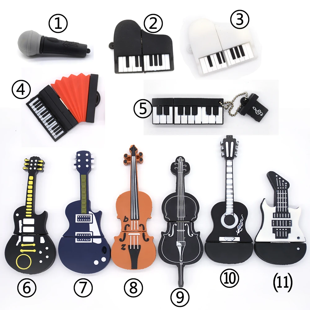 

New Musical Instruments Model USB flash drive 4gb8gb16gb32gb64gb microphone/piano/guitar Pen drive flash memory stick u disk