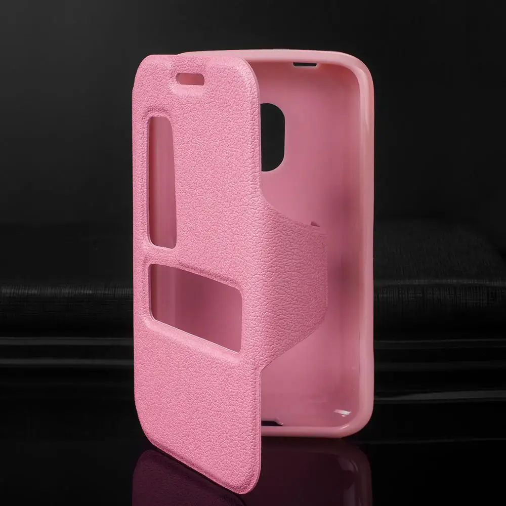 Pink Двойное окно из искусственной кожи 3.8для Nokia Lumia 620 чехол для microsoft Nokia Lumia 620 чехол для задней панели сотового телефона чехол - Цвет: Pink