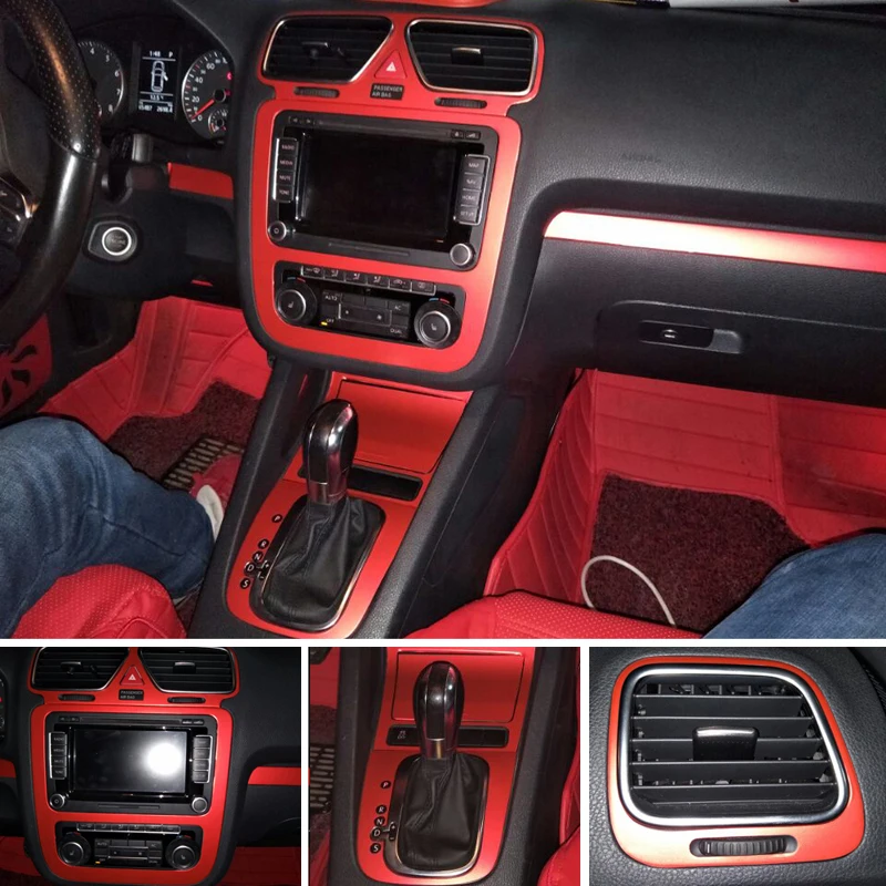 

For Volkswagen VW Scirocco/EOS Interior Central Control Panel Door Handle Carbon Fiber Stickers Decals Car styling Accessorie
