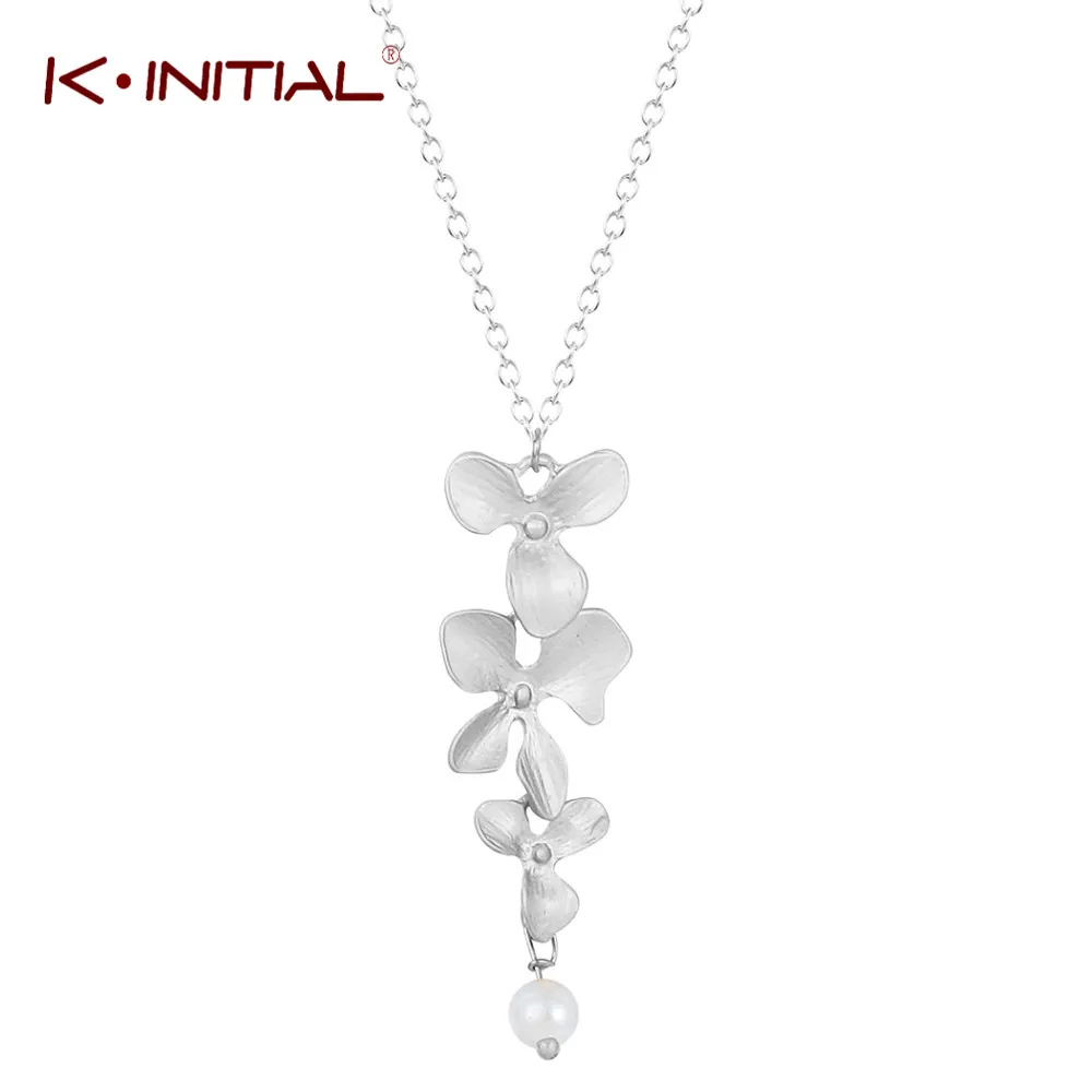Женское Ожерелье с цветами орхидеи и жемчугом Kinitial украшение в виде лотоса для