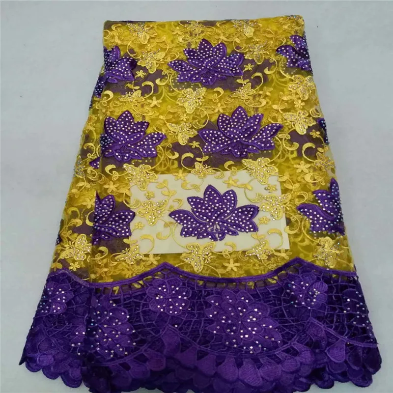 Высокое качество Нигерия тюль кружево ткань с камнями модные африканские