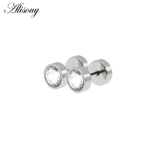 Серьги Alisouy, серьги-гвоздики, Серьги Для Пирсинга Ушей, серебряные серьги-гвоздики для ушной хрящ, ювелирные изделия для тела, серьги-гвоздики унисекс для мужчин и женщин - Окраска металла: Clear