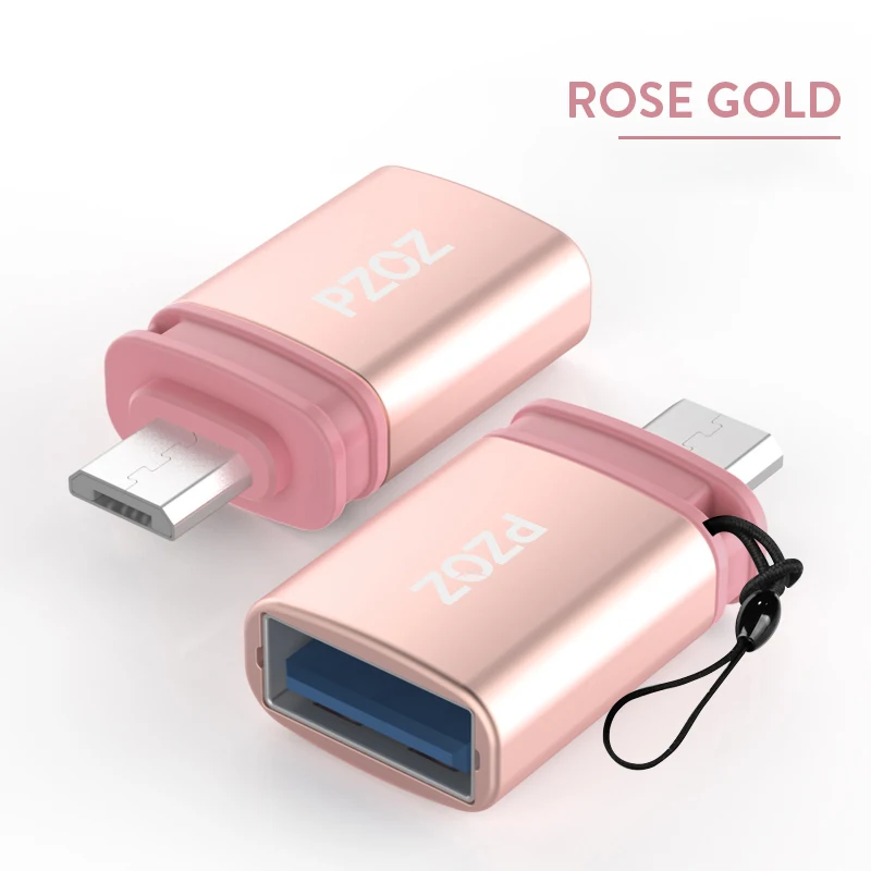 PZOZ otg адаптер micro usb к usb 2,0 конвертер usb-otg micro-usb microusb otg для samsung xiaomi android Tablet мобильного телефона - Цвет: Rose gold