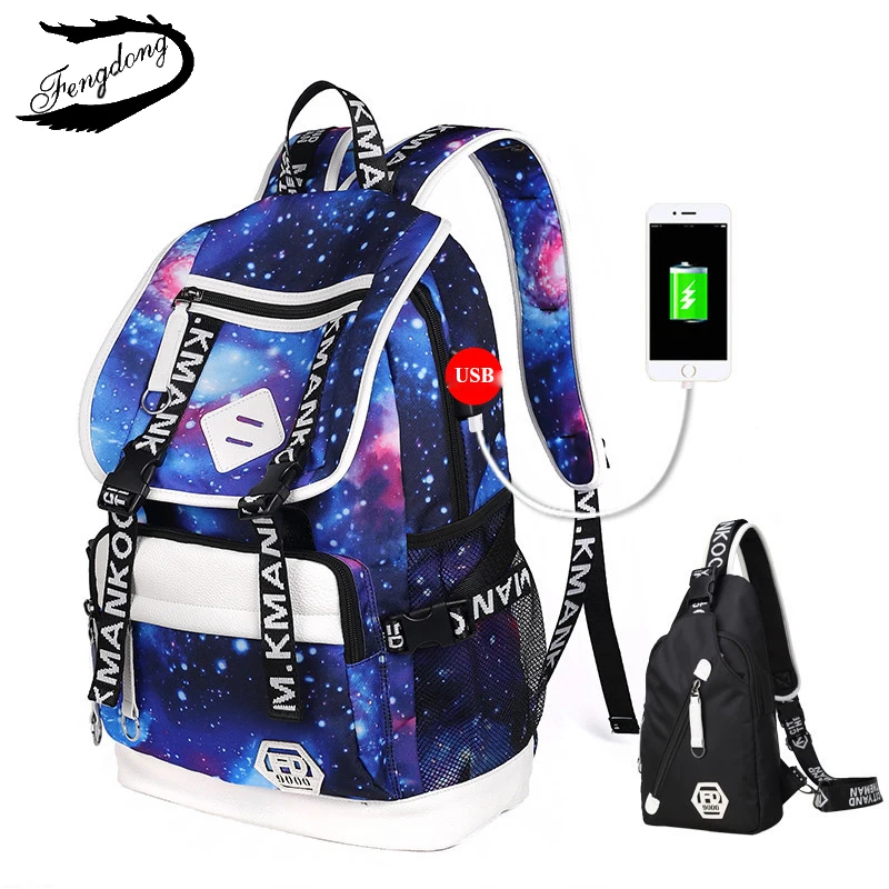 Fengdong новый корейский двойной плечи мужчины Колледж студентов Оксфорд Сумки