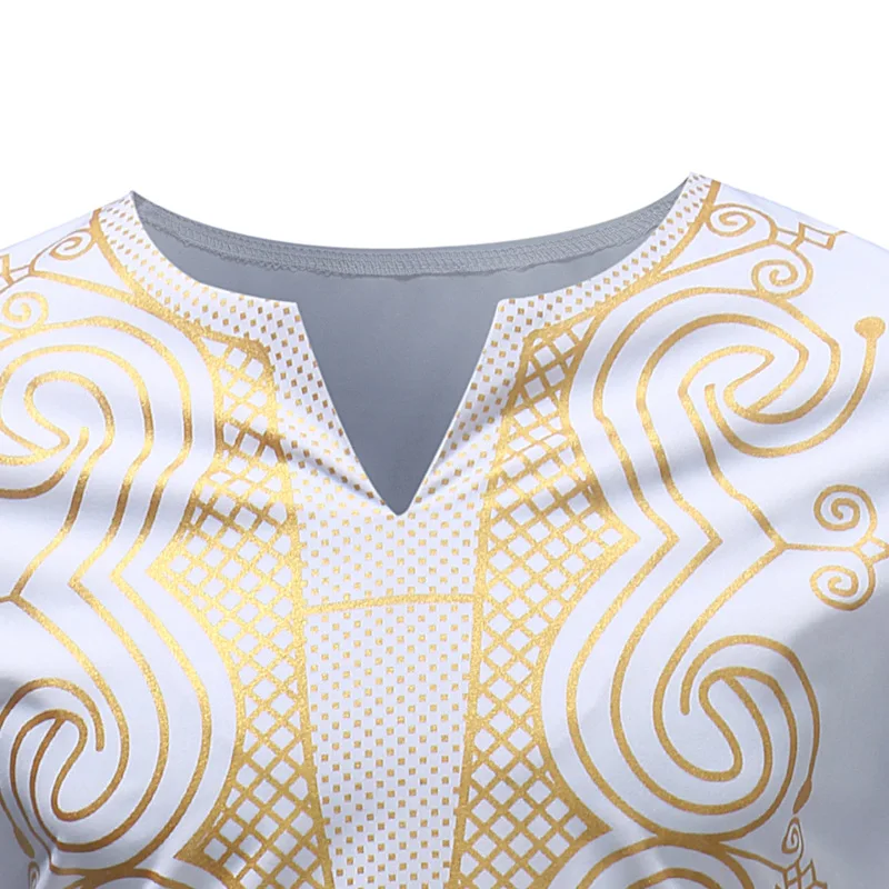 Футболка мужская с V-образным вырезом модная Макси рубашка в африканском стиле