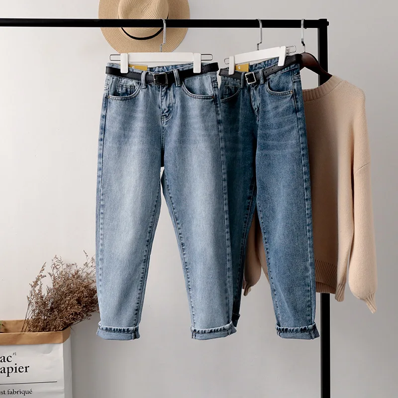 Женские синие джинсовые брюки Apperloth классические винтажные длинные Boyfriend BF