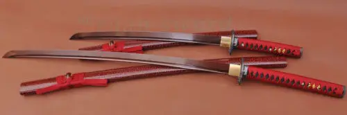 

Red and Black folded steel Japanese Samurai Katana Sword Set(Katana+Wakizashi)