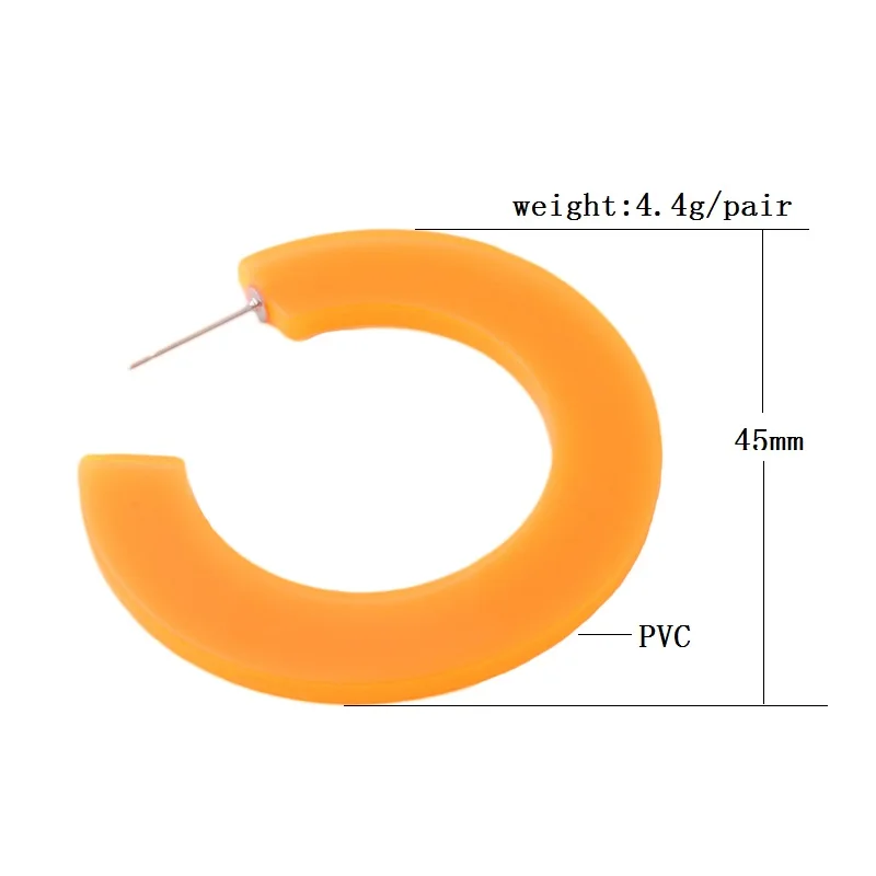 Серьги кольца флуоресцентные прозрачные ПВХ Ушные Кольца для женщин большая