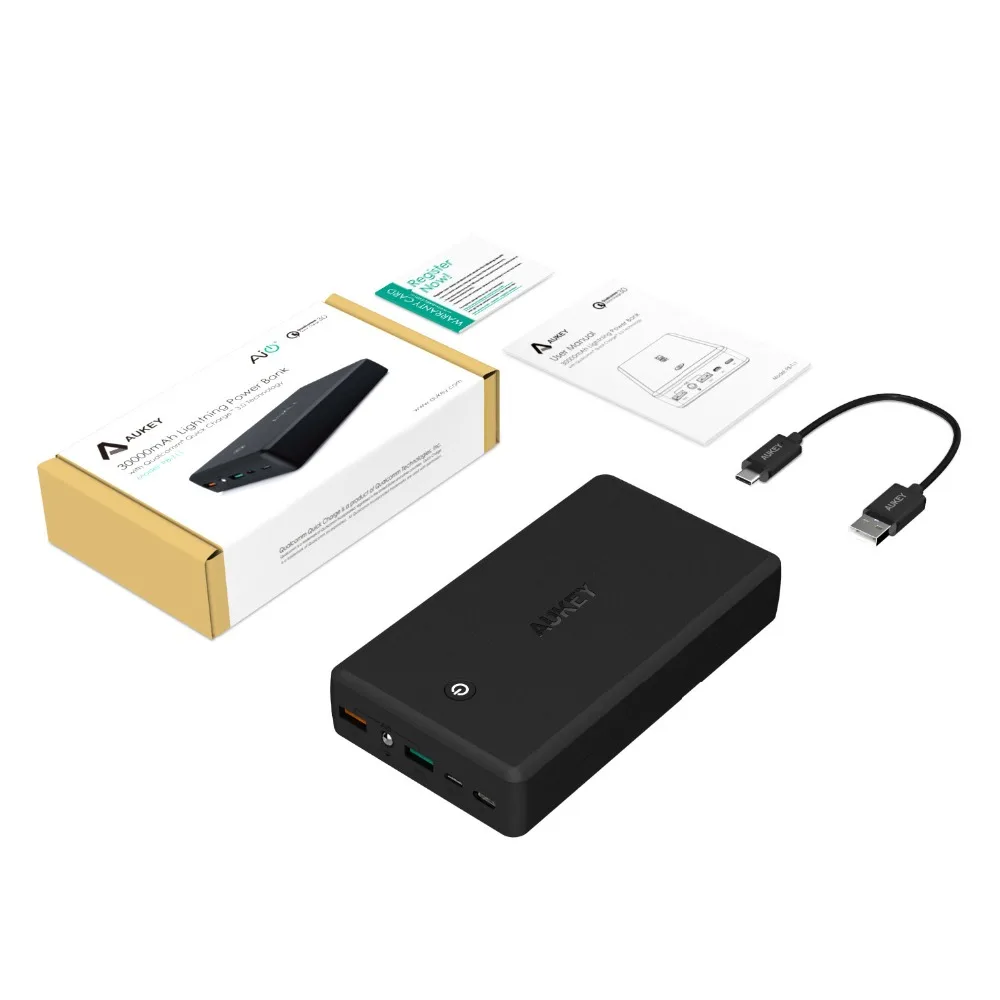 AUKEY 30000 mAh power Bank портативное зарядное устройство Быстрая зарядка 3 0 внешний