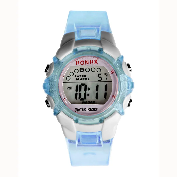 Blue Montre Enfant Garcon, водонепроницаемые, для детей, для девочек, цифровой, светодиодный, кварцевые, с будильником, спортивные наручные часы с датой, в розовом, синем, зеленом и фиолетовом цветах - Цвет: Blue