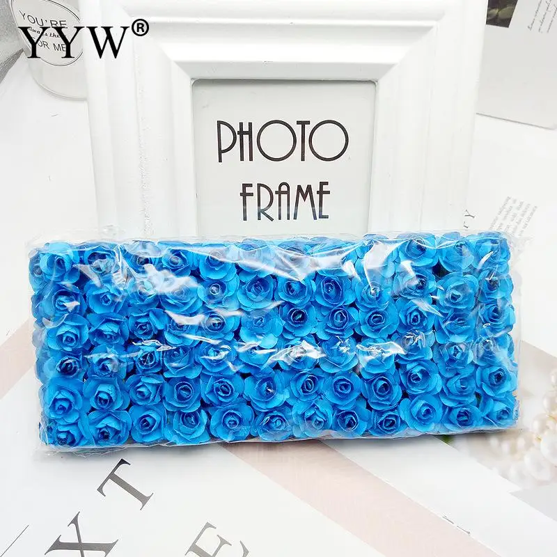 royal blue 144 шт., искусственный цветок, милые бумажные розы, цветы для свадебного украшения, сделай сам, розы, венок, подарок, цветы для рукоделия, искусственные цветы - Цвет: royal blue