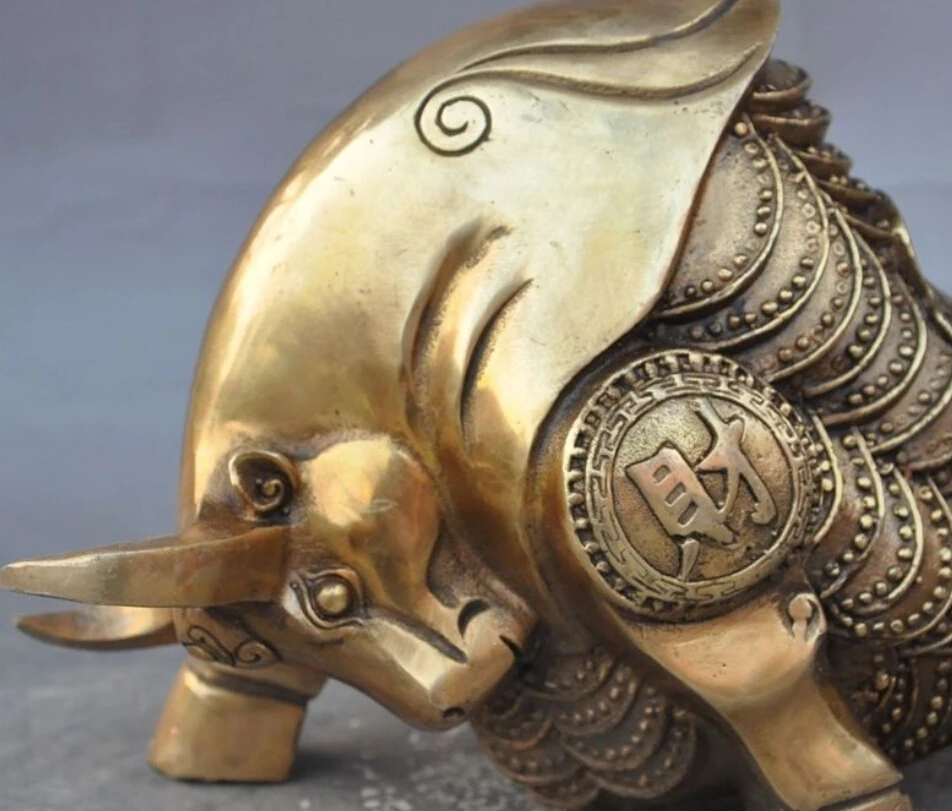 ZSR 529 + 11 &quotкитайские латунные фэншуй богатства фондовый рынок Wall Street Oxen Bull Market