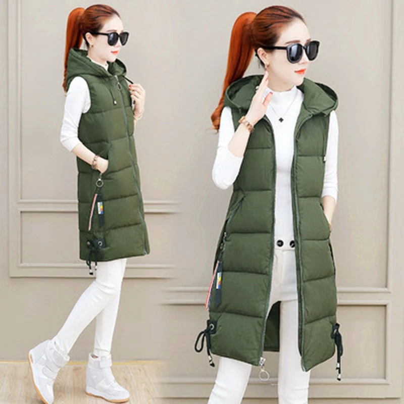 Новое поступление 2021 женский зимний жилет Женская длинная куртка без рукавов с