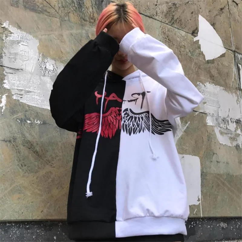VERSMA новый корейский Harajuku BF с капюшоном принтом граффити В стиле пэчворк свитер