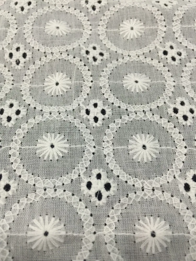 Фабричное руководство (1 ярд) 100% хлопок медная белая мягкая кружевная вышивка