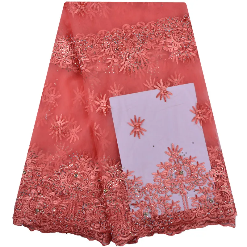 Оптовая продажа Золотая африканская французская кружевная ткань высокое