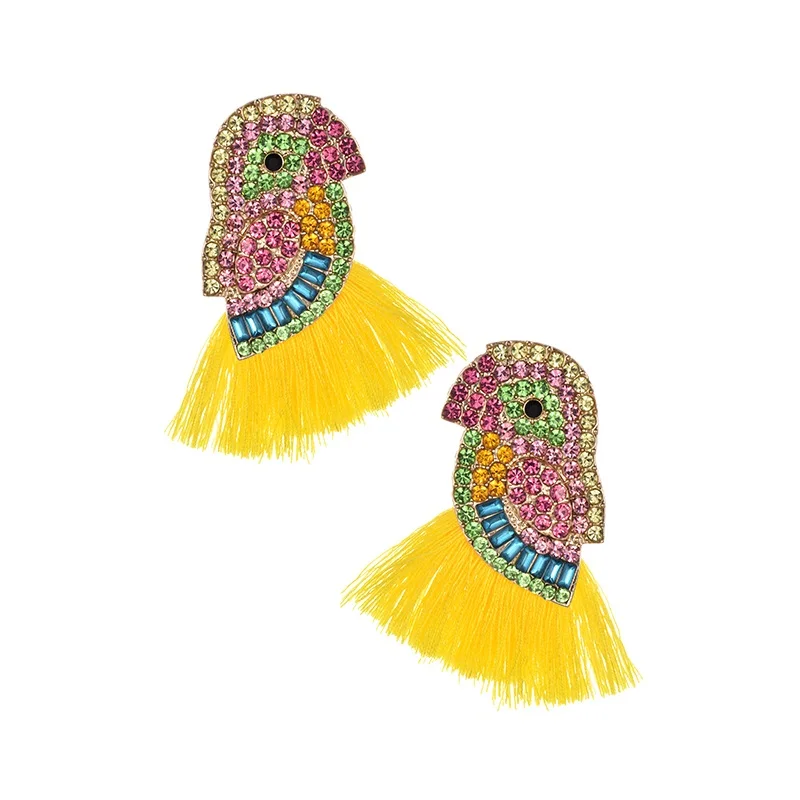 crystal yellow Серьги-гвоздики ручной работы в богемном стиле с кристаллами для женщин, свадебные вечерние серьги в виде животных, Винтажные Ювелирные Изделия - Metal Color: crystal yellow