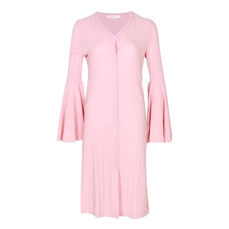 pink TWOTWINSTYLE летняя плиссированная блузка для женщин с v-образным вырезом и расклешенными рукавами, свободная Однотонная рубашка с разрезом, женская модная одежда, Новинка - Цвет: pink