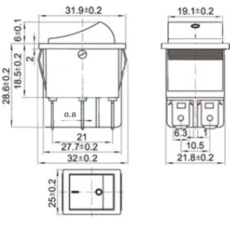 4 piecs KCD XW-604AB3 AC swicths 6 pin 3 позиция на off-on черный электрический перекидной