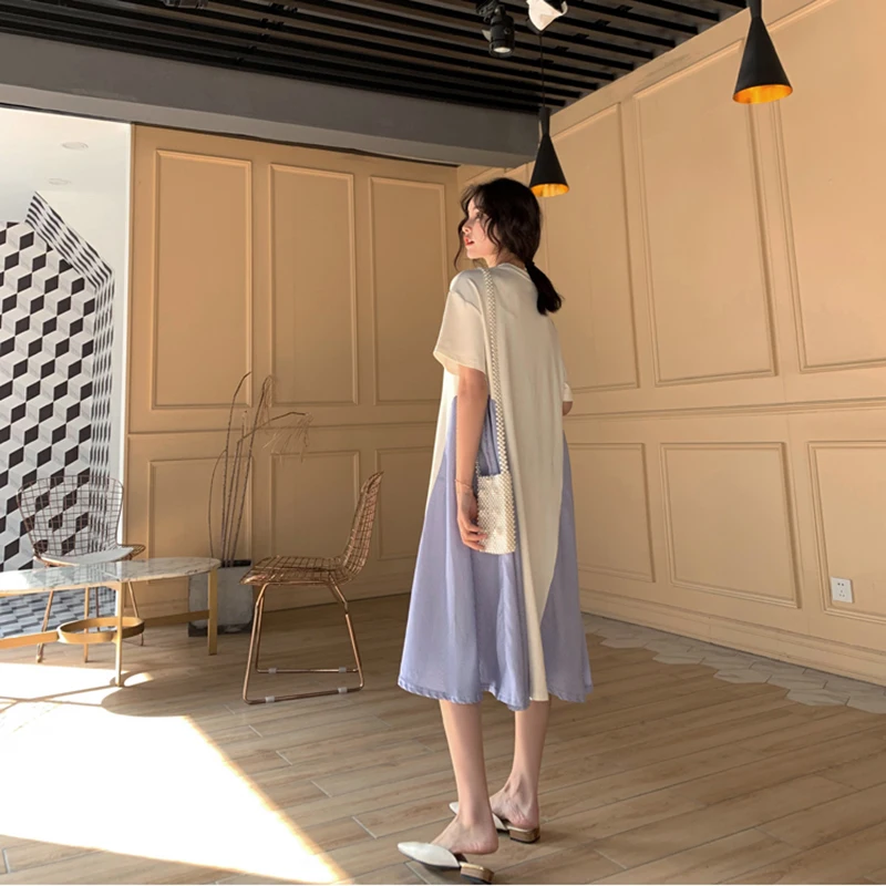 Женское Ассиметричное платье выше колена тонкое свободное асимметричное