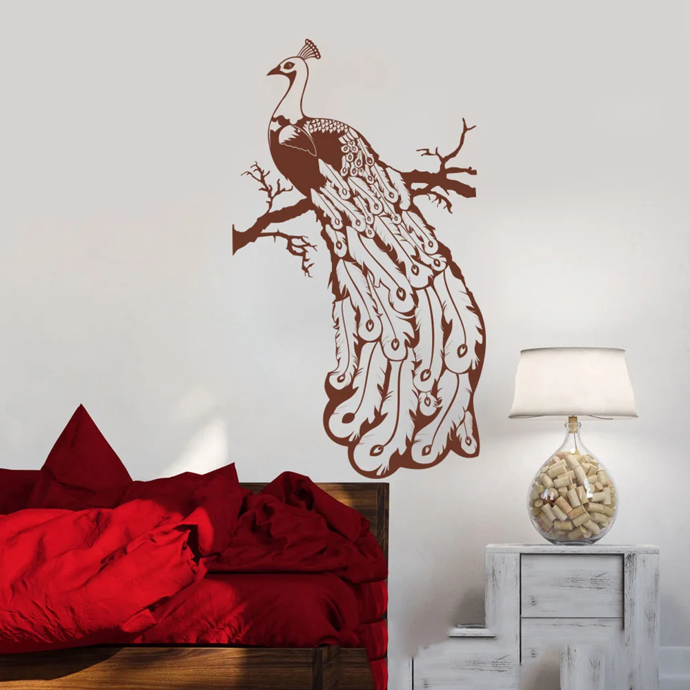 Павлин птица Красота хвост Перо стены Стикеры Спальня Гостиная животных