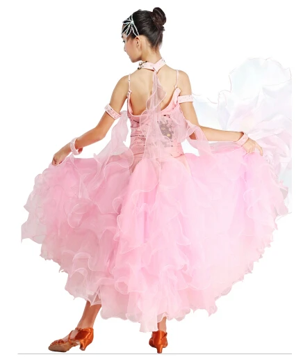 Новинка Высокое качество Детское платье для девочек Цвет розовый белый Вальс