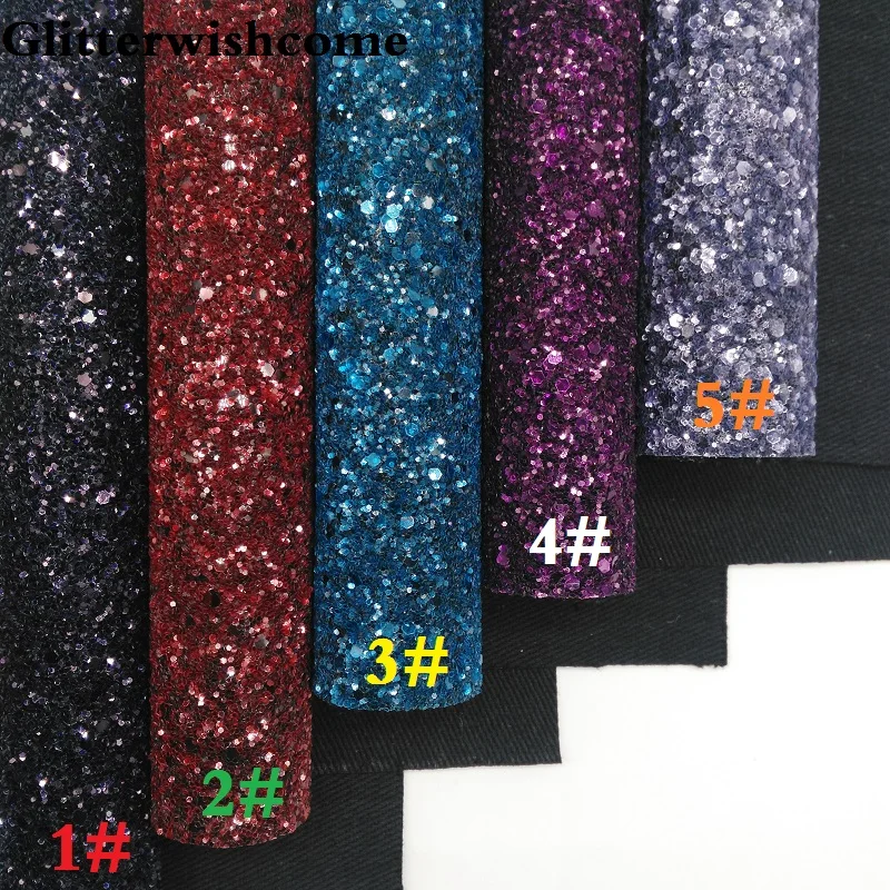 Glitterwishcome 21X29 см A4 Размеры синтетическая кожа, темные Цвета с эффектом блестящей кожи, тканевый Виниловый фон для банты, GM040A