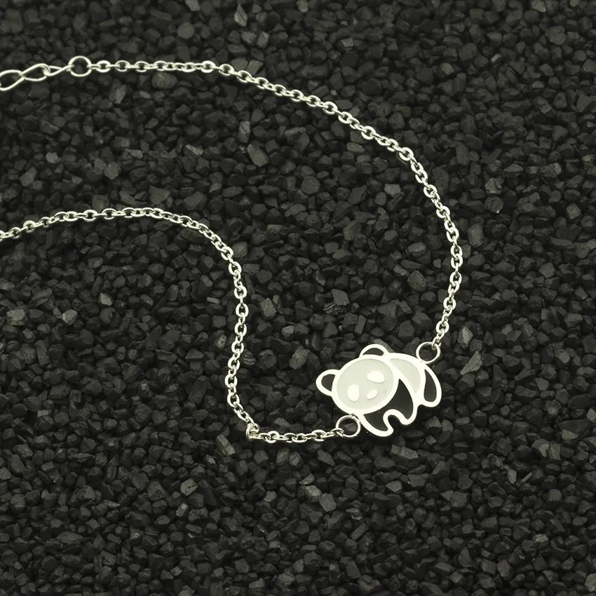 Золото из нержавеющей стали милое животное панда манжеты женские жесткие