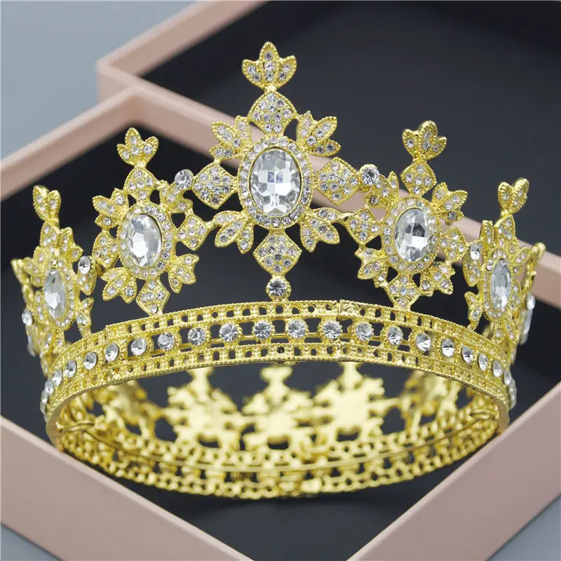 Queen King свадебная корона для женщин диадема невесты головной убор круглый диадемы и короны свадебные украшения для волос красивый головной убор
