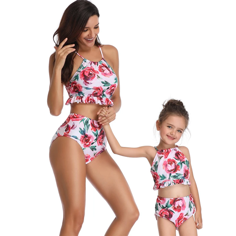 Одинаковые бикини для всей семьи купальный костюм мамы и дочки одежда детей с