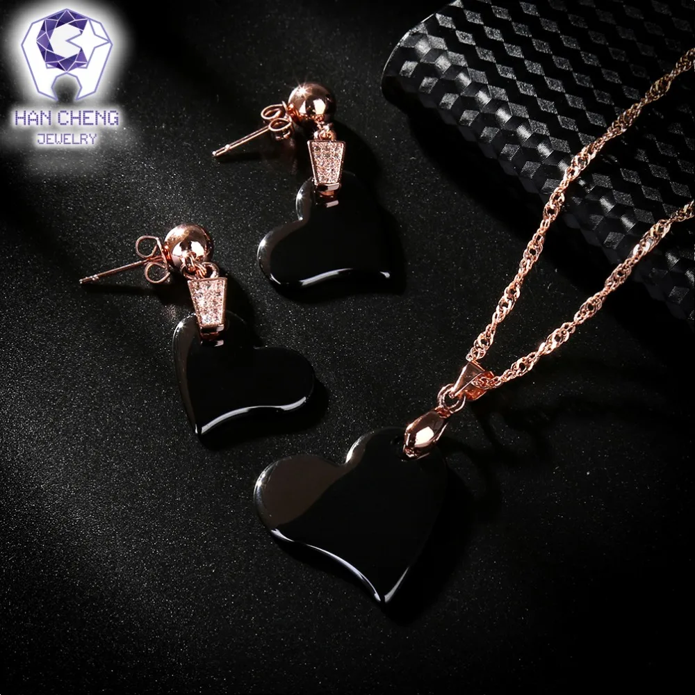 HanCheng новые модные роскошные висячие серьги с керамическим сердцем золотые