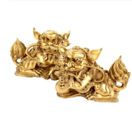 Латунные трубы львы обставленные львами Фучжоу и парой маленьких Львов в