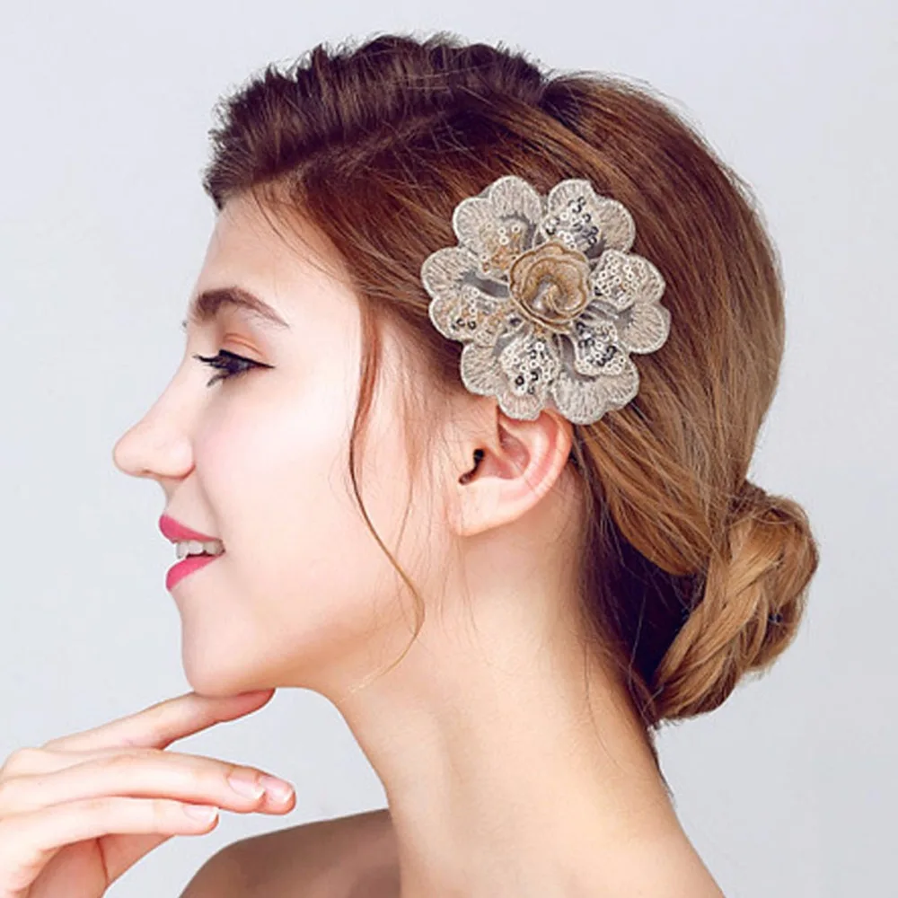 1 Piece Bridal Wedding Hair Jewelry Lace Flower Sticks Women Party Dress Accessory Bride Headwear | Украшения и аксессуары